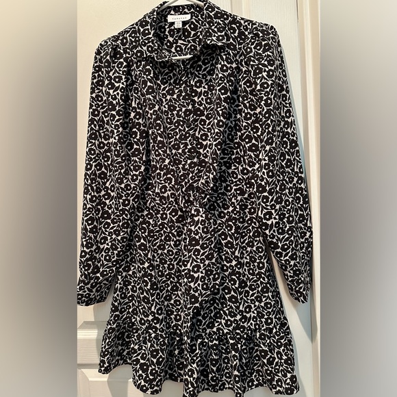 TopShop Long Sleeveless Floral Button Front A-line Mini Dress w Front Waist Ties - Picture 2 of 9